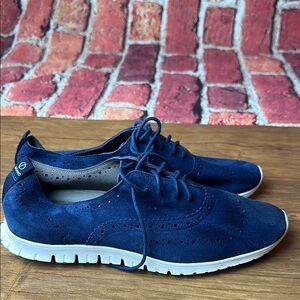 Cole Haan Navy Blue Suede Wingtip Sneakers
